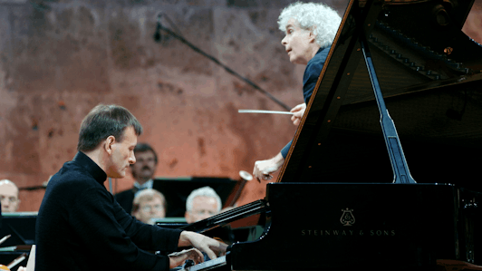Sir Simon Rattle conducts rhapsodies — With Stephen Hough